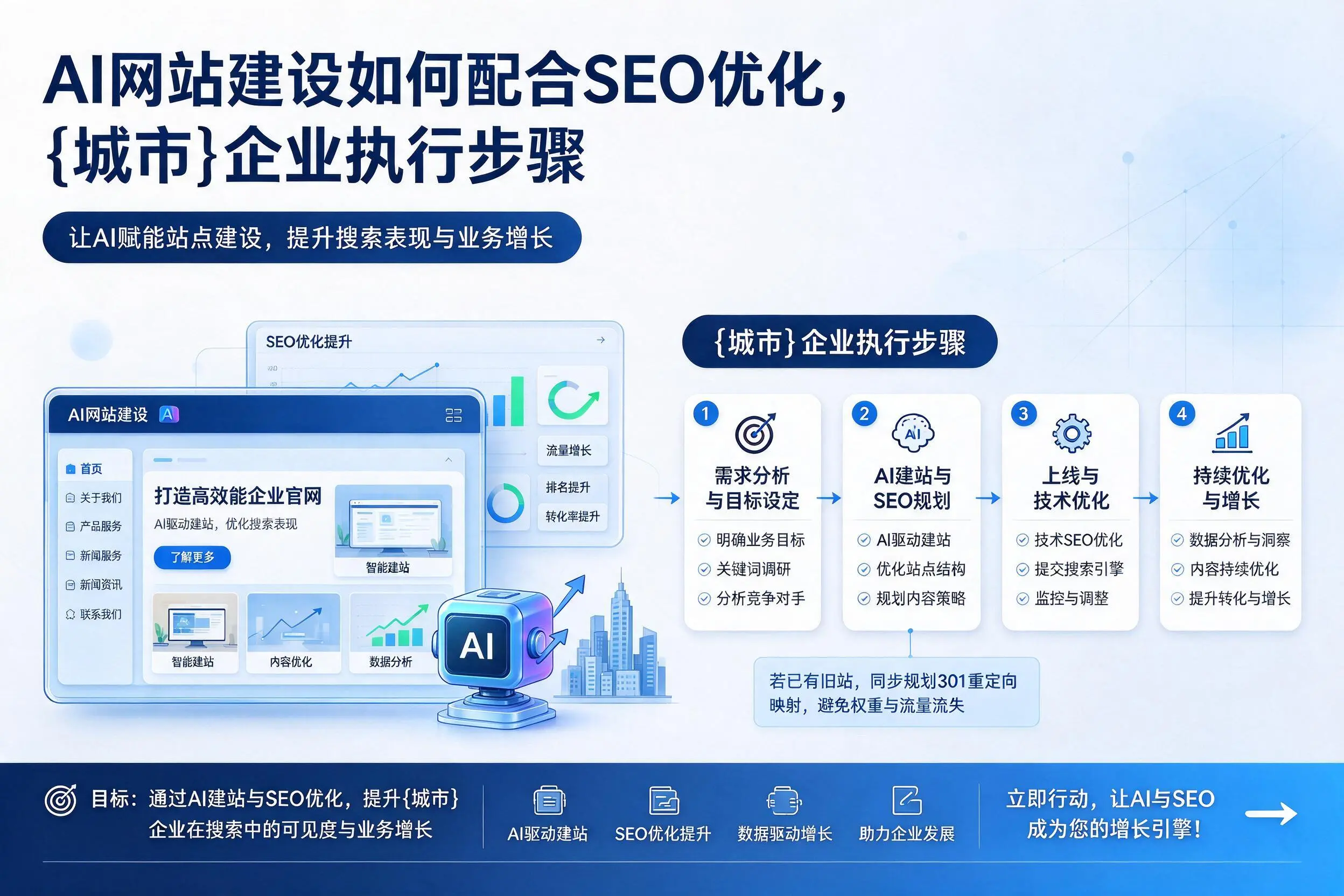 AI网站建设如何配合SEO优化,汕尾企业执行步骤